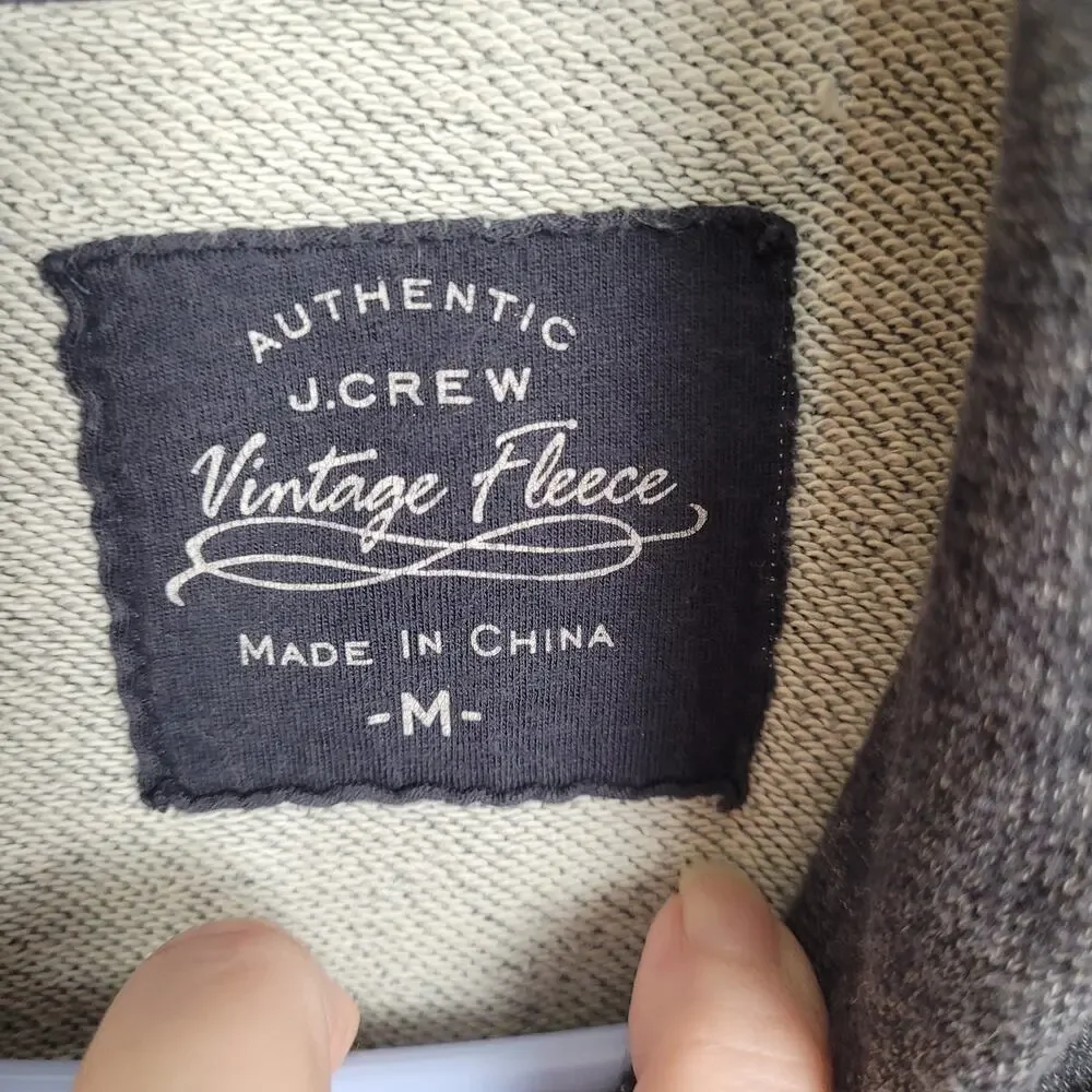 J.Crew Vintage Fleece grey shawl collar sweatshirt size medium Preppy Casual